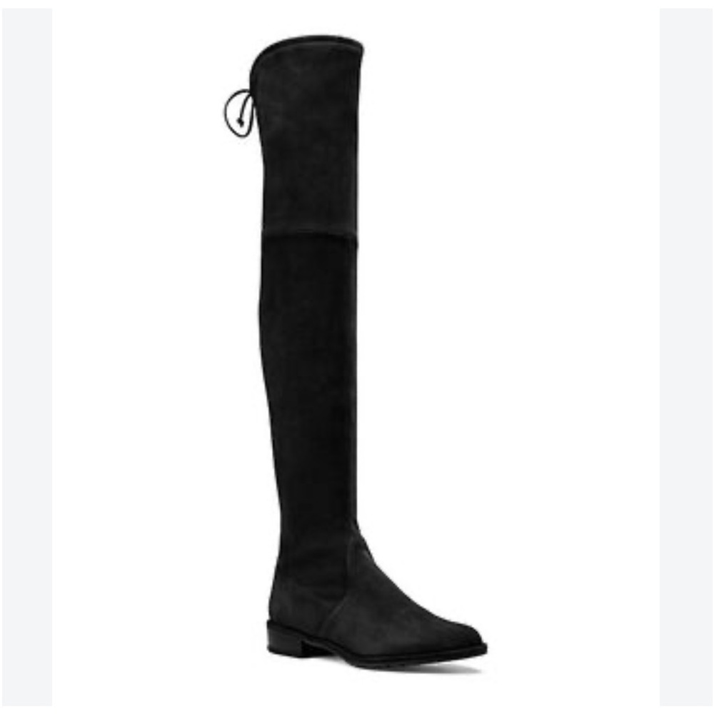$800 STUART WEITZMAN OTK LOWLAND SUEDE LEATHER BOOTS BLACK
